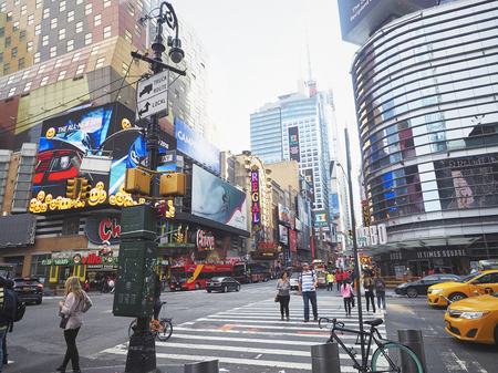 NEW YORK, USA - November 17, 2016.  Times Square  at Night and LED Advertising Lighting up the Place in Manhattan, New Yorkのeditorial素材
