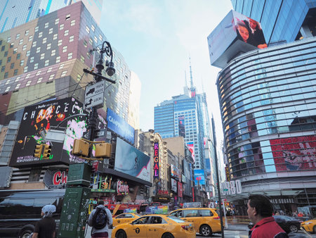 NEW YORK, USA - November 17, 2016.  Times Square  at Night and LED Advertising Lighting up the Place in Manhattan, New Yorkのeditorial素材