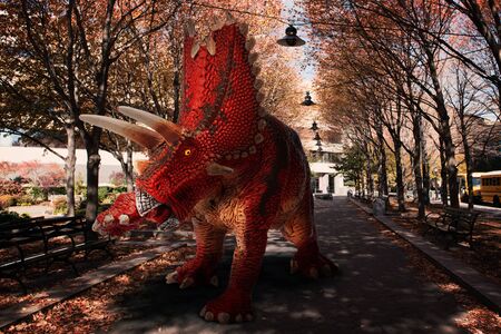 scene of the giant dinosaur destroy the parkの写真素材