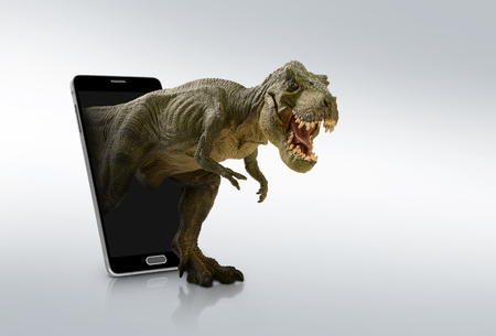 close up dinosaur through the mobile backgroundの写真素材