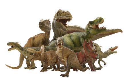 shooting dinosaur on white backgroundの写真素材