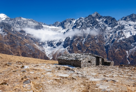 Stone stall at the summer pastures in the Himalayasの写真素材