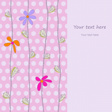 cute background with flowers and polka dotsのイラスト素材