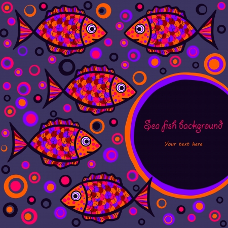 colorful card with cute fishesのイラスト素材