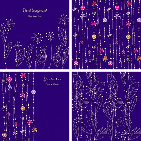 set os two cards and two seamless patternsのイラスト素材