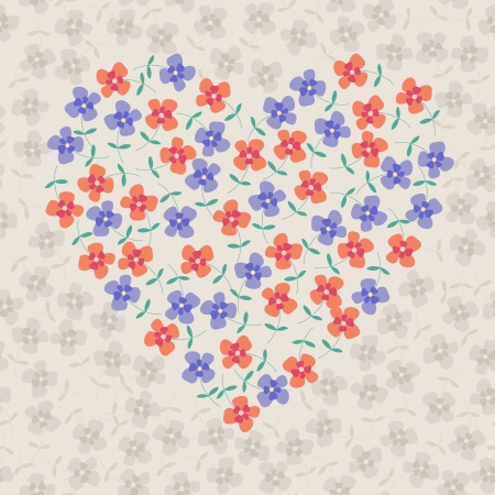 cute floral heartのイラスト素材