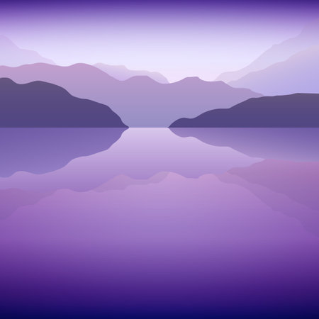 beautiful lake and mountains landscapeのイラスト素材