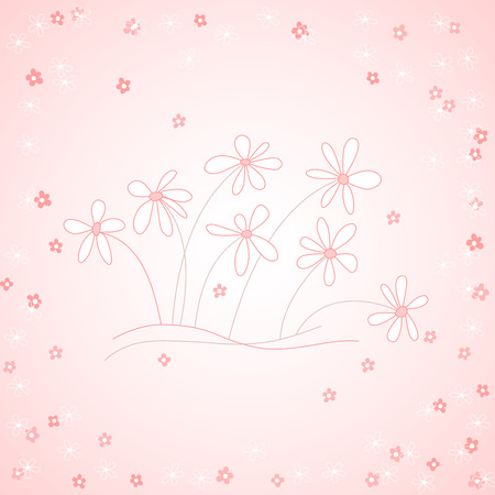 cute pink card with daisiesのイラスト素材