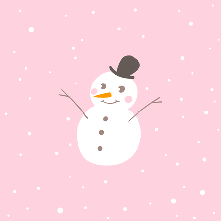 Simple Christmas card with snowmanのイラスト素材