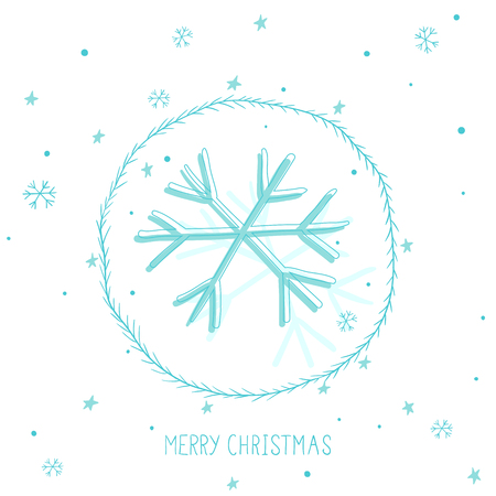 Christmas postcard with snowflakes and stars.のイラスト素材