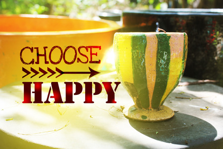 Inspirational quote on blurred background.happiness conceptの写真素材