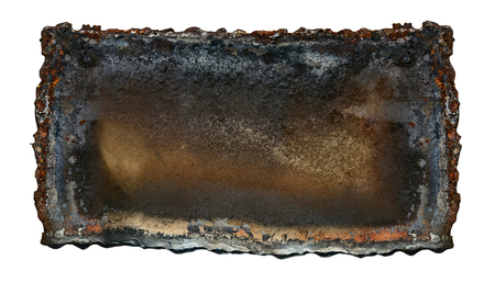 Rusty steel signs isolated on white background (Steel welding)の写真素材