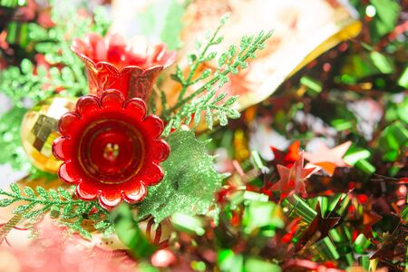 Close up of Christmas decoration use for backgroundの写真素材
