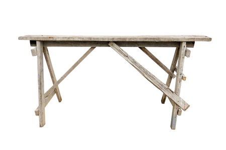 Wooden chair for wall painted and Construction isolated on white background with clipping pathの写真素材