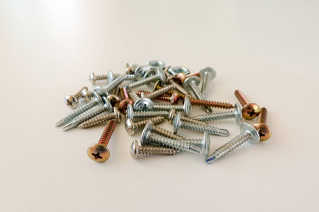 screws on white table - closeup
