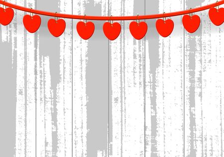 Red heart on white wood background - Vector illustrationのイラスト素材