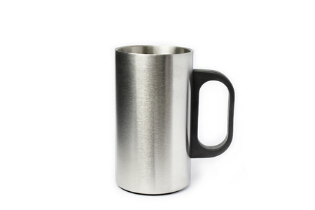Stainless cup on a white backgroundの写真素材