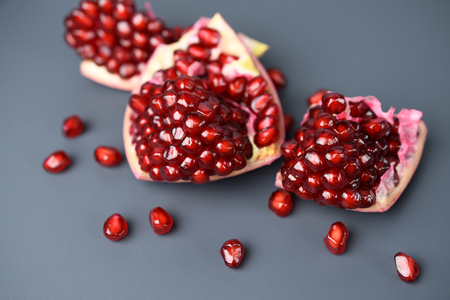 Pomegranate seeds on a dark backgroundの写真素材