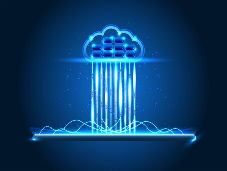 Cloud computing concept - connect to cloud. Abstract cloud technology background, vector illustrationのイラスト素材