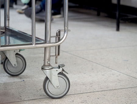 Stainless steel stretchers-lower part with wheels.の写真素材