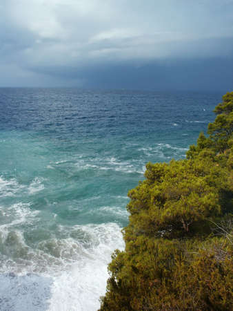 Comming storm in south Adriatic sea, Croatiaの写真素材