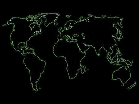 Glowing green night world mapの写真素材