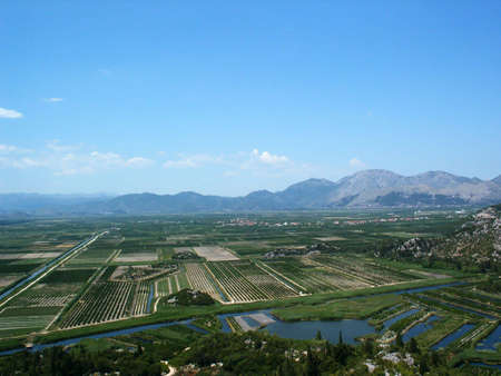 Neretva river delta valley in south Croatiaの写真素材