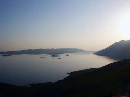 Peninsula sea view in south Croatia during sunsetの写真素材