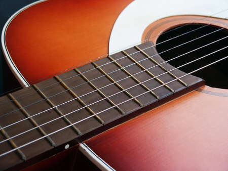 Acoustic guitar detail. Macro. Close up.の写真素材