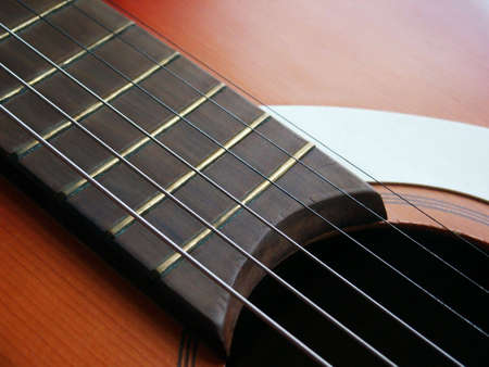 Acoustic guitar detail. Macro. Close up.の写真素材