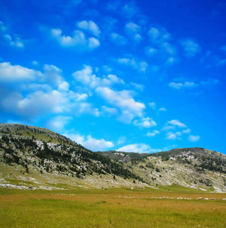 Dinara mountain over blue clouds 1. South Croatiaの写真素材