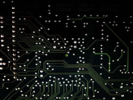 Motherboard detail macro. Data bus close-upの写真素材