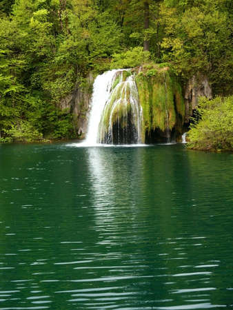 Beautiful forest waterfallの写真素材