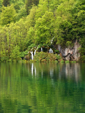 Beautiful forest waterfallの写真素材