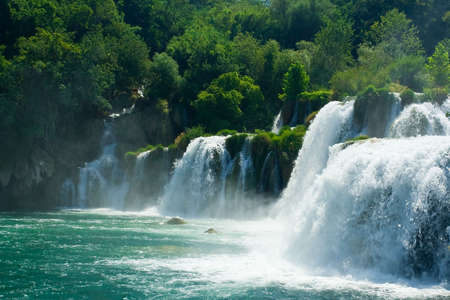 Beautiful forest waterfallの写真素材