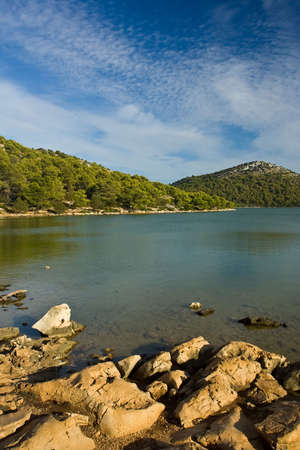 Freshwater lake on Adriatic sea islandの写真素材