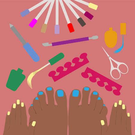 bright illustration dedicated to the nail serviceのイラスト素材