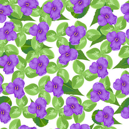 Seamless pattern with summer flowers and leaves on a white backgroundのイラスト素材