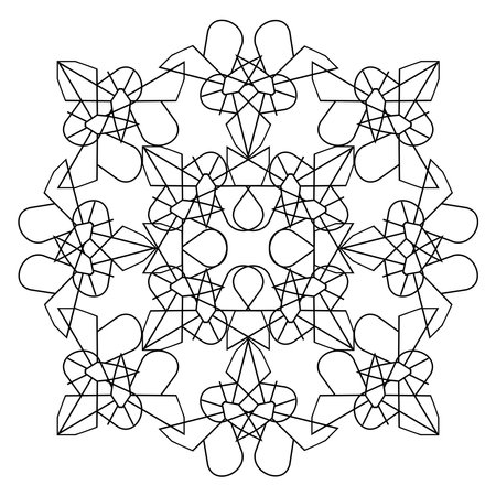 Ornament in black color from geometric figures of butterflies in combinatorics style on a white backgroundのイラスト素材