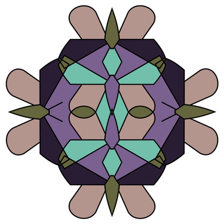 Ornament of geometric figures of butterflies in combinatorics style on a white backgroundのイラスト素材