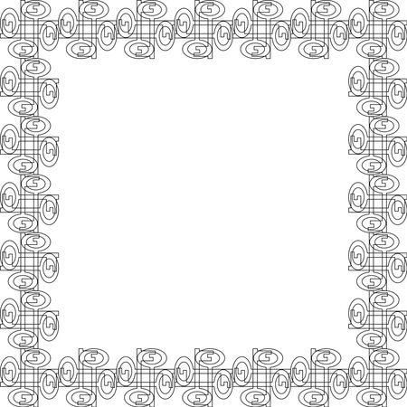 Black and white square frame of keys on a white backgroundのイラスト素材