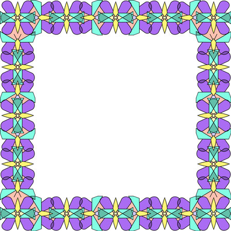 Square frame of butterfly figures in combinatorics style on a white backgroundのイラスト素材