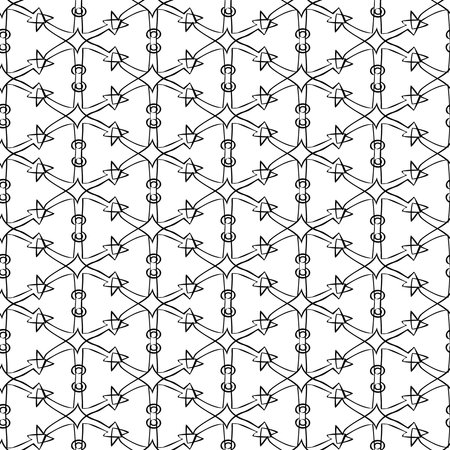 Seamless geometric pattern with anchors in black and whiteのイラスト素材