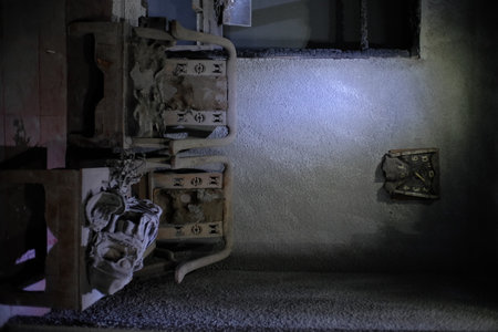 Yogyakarta, Indonesia, July 28, 2019: Diorama of the living room of a house of Merapi eruption victims affected by volcanic ash rain at the Mount Merapi Museumのeditorial素材
