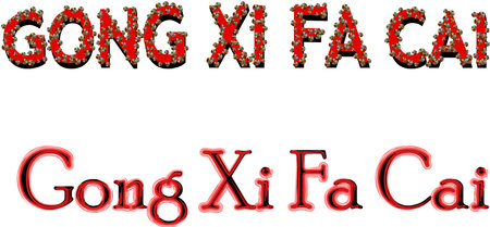 Gong Xi Fa Cai uses handwriting style for accompanying words in Chinese New Year greetingsのイラスト素材