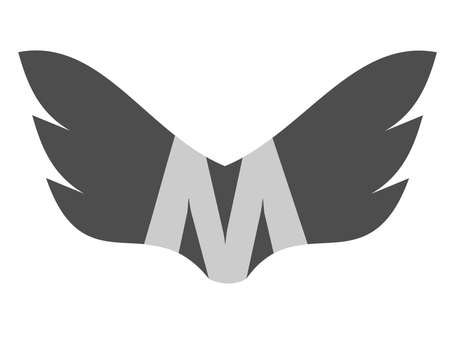 A mask like a fox animal figure. Agile animal icon, as well as a winged logo based on the letter Mのイラスト素材