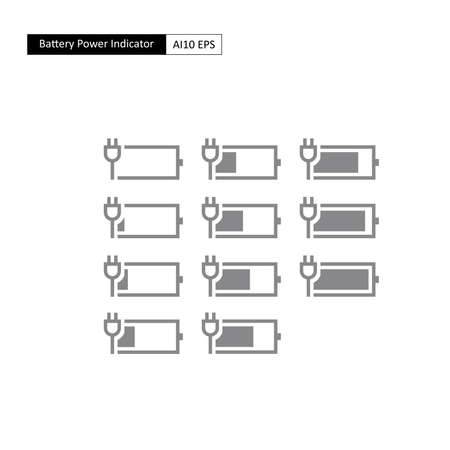 Battery power indicator when in charge. This indicator icon is commonly used in various personal digital electronic devices that often moveのイラスト素材