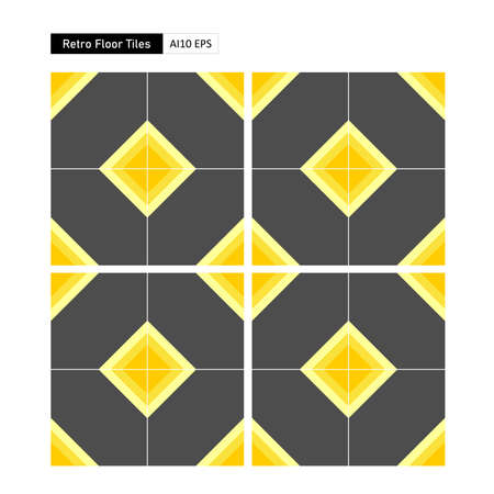 Classic and minimalist motifs on floor tiles for a retro style buildingのイラスト素材