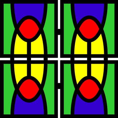 Decorative vintage decorative window glass. One of the European architectural styles in the old buildingのイラスト素材