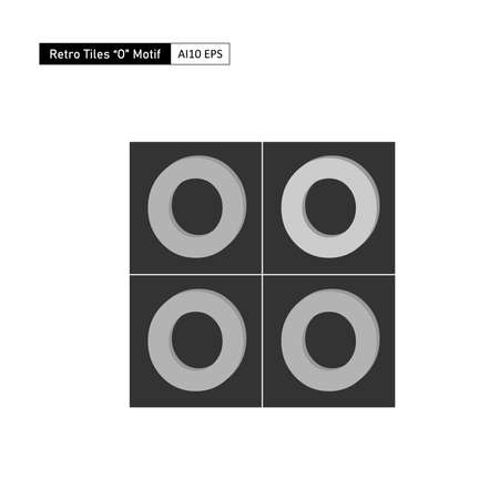 Tiles or paving in the shape of a square with an O or circle motif on the inside use a variety of dark to light gray colorsのイラスト素材